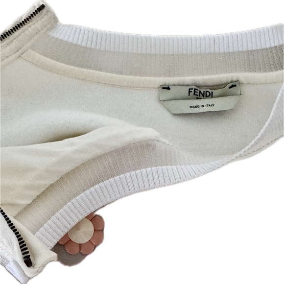 FENDI Fabulous sweatshirt with unique snap on flowers, zipper shoulder, size M - Picture 6 of 16